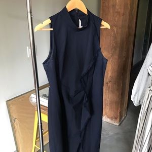 Rachel Roy Sleeveless Ruched Navy Dress w/ Fringe